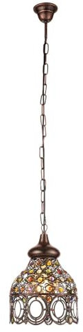 EGLO Pendelleuchte Jadida, 1 flammige Hängelampe Vintage, Orientalisch, Hängeleuchte aus Stahl in Kupfer-Antik und Glas in Bunt, Esstischlampe, Wohnzimmerlampe hängend mit E27 Fassung, Ø 22 cm