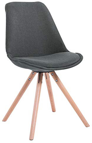 CLP Retro-Stuhl Toulouse Rund Mit Stoffbezug Und Hochwertigem Sitzpolster I Lehnstuhl Mit Stabilem Holzgestell I Sitzhöhe 48 cm, Farbe:dunkelgrau, Gestell Farbe:Natur
