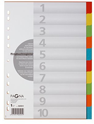 Pagna 32001-20 Register 10-teilig, 5-farbig mit Deckblatt aus stabilem RC-Karton (3er Pack)