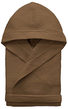 Morbidissimi Accappatoio Nido D’Ape Per Uomo e Donna Con Cappuccio, Cinturino e 2 Tasche, Accappatoi Leggeri Puro Cotone, Pratico e Compatto, S276 (Accappatoio Marrone, XXL)