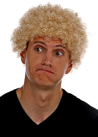 WIG ME UP - MMAM-9M-K8692 Perücke Karneval Herren Damen Clown blond kurzer Afro Kraus gelockt Krauskopf