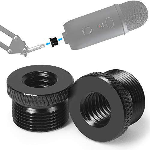 2 Pack Screw Thread Adapter, 5/8 Male to 3/8 Female Mic Screw for Yeti/Snowball/Yeti X Microphone Stand Mount (Black)