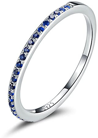 GemKing SCR740-8BU Halo Ring-Blue Ocean S925 Sterling Silver Ring