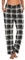 Ekouaer Schlafanzughose Damen Schlafanzug Lang Pyjamahose Jerseyhose Karierte/Unifarbe Freizeithosen Hausehose mit Zwei Taschen Schwarz S
