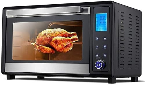 65L Noir Mini Four 2200W Température Réglable 40-250 ℃ et 120 Minutes Minuterie Ménage Multi-Fonction Électronique Tactile Circulation d'Air Chaud Grill Rotatif Fourche Fermentation Verrouillage
