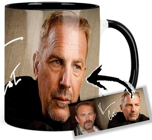 Kevin Costner Tasse Innen & Henkel Schwarz Keramikbecher Mug