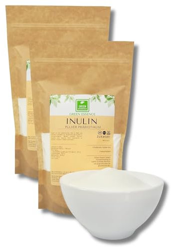 Inulin Pulver 1000g (2*500g) von der Grünen Essenz - natürliches Präbiotikum und Verdickungsmittel - Inulinpulver - vegan - hoher Ballaststoffgehalt. (1000 Gramm)