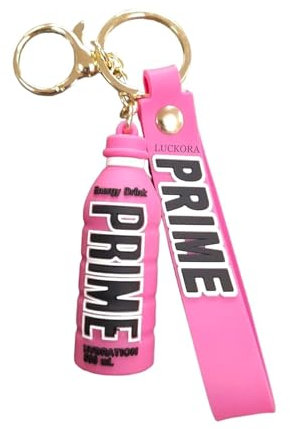 Luckora Prime Drink Keyring Universal Gold KeyChain Car Keychain Purse KeyChain Water Proof KeyChain KeyRing Holder For Men And Women (Pink)