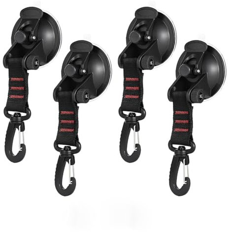 Frundoo Gancio a Ventosa, 4 pezzi Gancio Super Aspirante, Accessori Camper, Gancio a Ventosa da Campeggio Sottovuoto per Tendalini Laterali per Auto, Teloni da Campeggio Accessori, Finestre per Camper