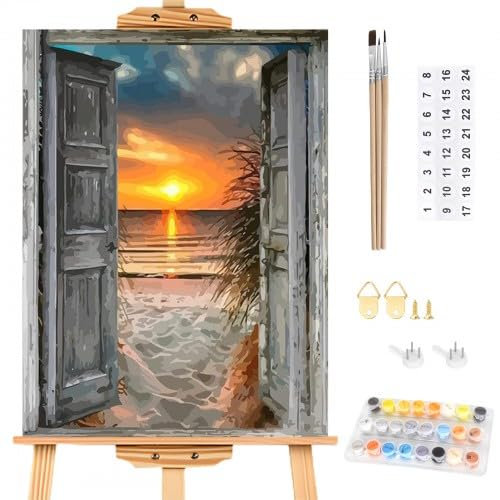 DIY Pintura Digital para Adultos Principiantes, Kit de Pintura al Oleo Sobre Lienzo Digital de Bricolaje con pinceles pigmento acrílico, para DecoracióN Del Hogar, 40 * 50 cm(con marco)