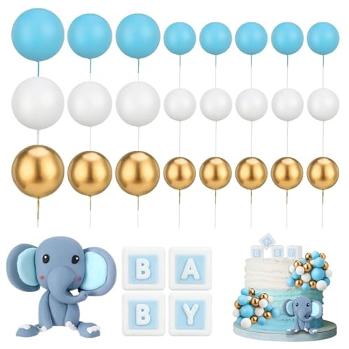 Elefant Tortendeko Geburtstag, 29 Stück Cupcake Topper Elefant Kuchen Topper Elefant, Tortendeko Tiere Cake Topper Babyparty Elefant Kuchen Deko für Baby Shower Gender Reveal Partydeko