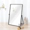 Hosoncovy Desktop Mirror with Stand Metal Frame Vanity Mirror Makeup Mirror Tabletop Mirror with Stand Free Standing Bathroom Mirror Bedroom Mirror Full Length (Black, Rectangle)