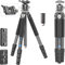 WEYLLAN UX7 - Trípode profesional de fibra de carbono resistente con columna central en forma, cabeza de bola de perfil bajo para cámara réflex digital con riel M-LOK para caza, carga máxima de 25 kg