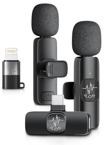 ILOS Wireless Lavalier Microphone suitable for Android, IPhone with Noise Reduction and Crystal Clear Sound for Video Recording, Singing, Teaching Classes, YouTube, TikTok