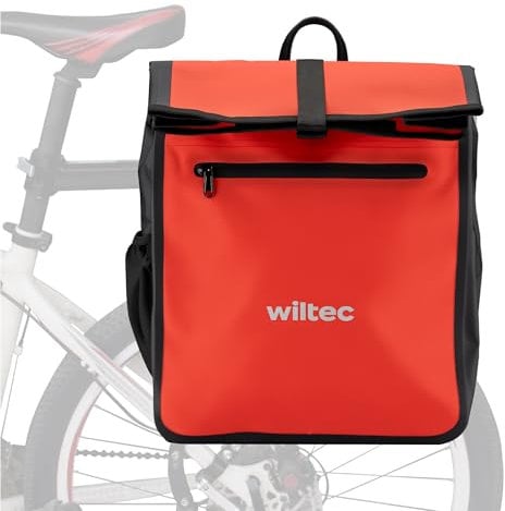 Wiltec Gepäckträgertasche rot, Fahrradtasche Gepäckträger 22 l Stauraum, wasserresistente Fahrrad Tasche, Gepäcktasche leichte Handhabung