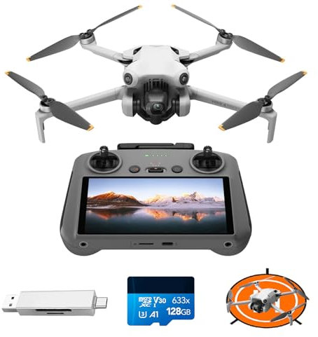 DJI Mini 4 Pro Bundle mit Zubehör (DJI RC 2 Fernsteuerung), faltbare Mini-Drohne mit 4K-Kamera, unter 249 g, 34 Minuten Flugzeit, 20 km Video-Übertragung, omnidirektionale Bilderkennung, Klasse-C0