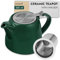 posud Teapot with Infuser – Ceramic Teapot with Strainer for 2 Cups – 550ml Small Tea Pot Infuser for Loose Tea – Stump Tea Pot with Filter for Two (Forest Green)