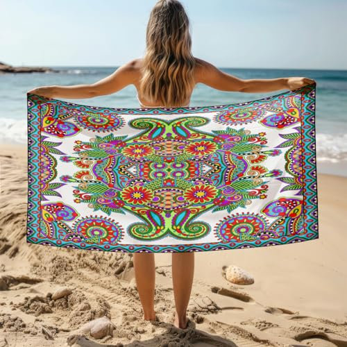 Strandtuch 70X150 Bunt Mikrofaser Handtuch Beach Towel,Strandlaken,Strandtücher,Picknickdecke wasserdichte Stranddecke, Stranddecke Sandfrei für Strand, Park, Camping, Wandern