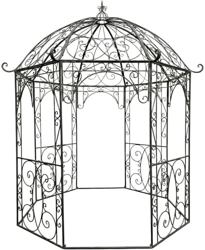 CLP Rosenpavillon aus Eisen Leila, Gartenpavillon im Jugendstil nostalgisch, Rankhilfe pulverbeschichtet für Kletterpflanzen und Rosen, Farbe:anthrazit