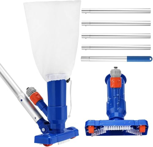 Auniq Set di aspirapolvere per Piscina, 71 pollici palo Aspiratori Portatili Piscina per Manutenzione della Piscinas con spazzola, Kit di Pulizia per Piscine Spa Vasca Pulizia di foglie sporco sabbia