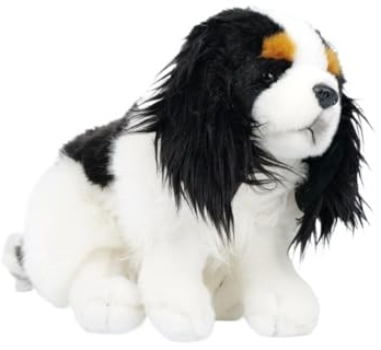 SMJWH Realistisches King Charles Spaniel-Plüschtier, weiches Cavalier-Welpen-Stofftier, süße Hundepuppe, Geburtstagsgeschenke for, Flauschiges Kinderzimmer-Dekor-Tierspielzeug
