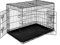 lionto Pet transport box for dogs and cats, multifunctional transport cage with hygienic plastic tray, 92x58x64 cm, metal dog box with sturdy safety catches & partition wall, black