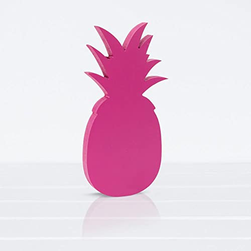 Declea Ananas in Legno Decorativo Colore Fucsia - Decorazione da appoggio per Cucina Salotto Camera da Letto - Complemento di arredo per Decorazione casa Feste Eventi - Design