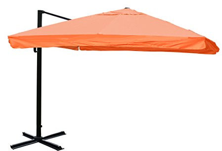 Mendler Ampelschirm HWC-A96, Sonnenschirm Gastronomie 3x3m (Ø4,24m) Polyester/Alu 23kg Flap - terracotta