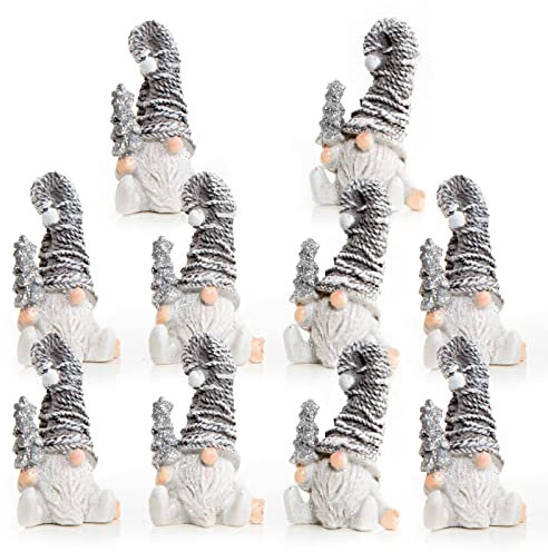 Logbuch-Verlag 10 kleine Santa Wichtel Weihnachtsmann Deko Figuren 7 cm Geschenkidee Mann Frau Nikolaus Silber weiß