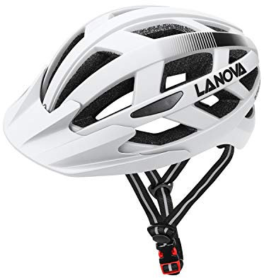 LANOVAGEAR Cycle Helmet, Lightweight Bicycle Helmet with Safety LED Light Adjustable Mountain Road Bike Helmets for Adults, 23 Vents with Detachable Visor for Mens Womens