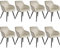 tectake® 8er Set Esszimmer Stuhl, Esszimmerstühle mit Sitzfläche aus Samt, Armlehnstuhl, Sessel Wohnzimmer, gepolsterter Office Chair, Schminktisch Stuhl, gemütlicher Küchenstuhl - crème/schwarz