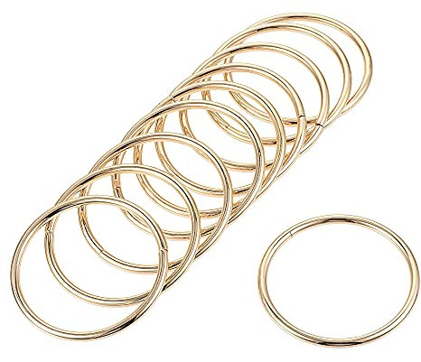 sourcing map 10 Stück O Ringe 2(50mm) Metall für Riemen Taschen Gürtel DIY Handwerk Gold Ton