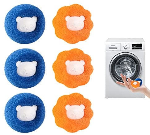Jagowa 6-Pack Pet Hair Remover for Laundry - Reusable Anti-Tangle Adsorption Sponge Laundry Balls for Washing Machine - Cat and Dog Hair Remover