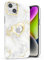 VENA vLove Marble Case for Apple iPhone 15 Plus / 14 Plus (6.7), Heart Shape (Magsafe Compatible) Dual Layer Slim Hybrid Bumper Case Cover - White/Gold Accent