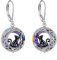 VONALA Mond Katze Ohrringe Hängend Sterling Silber, Keltisch Kristall Schmuck Geschenke für Damen und Mädchen (Vulkanisch)