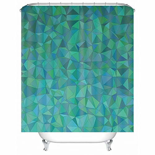 Hoisy Shower Curtains Waterproof, Duschvorhang Antischimmel Geometrische 3D-Form See Grün Größe 150X180CM