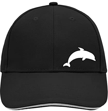Huuraa Cappy Mütze Delfin Silhouette Geschenk Black/Light Grey Delfin Präsent