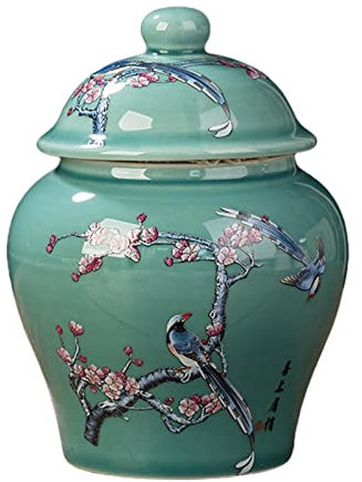 MagiDeal Pot de Gingembre en céramique Vase Chinoiserie Pots de Porcelaine Traditionnels de Style Chinois Pot de Gingembre Asiatique pour la décoration de la, Ventre de Fleur de Prunier