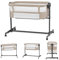 KinderKraft Neste UP 2 Bedside Crib, Travel Cot, Co-Sleeping Bed, Ajustable Height, Foldable Side Wall, Transport Wheels, with Accessories, Cotton Sheet, for Newborn, 0-9 kg, up to 6 Month, Beige