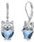Katze Creolen Ohrringe 925 Sterling Silber Katzen Tropfen Hängend Leberback Ohrringe mit Blauem Kristall Klein Katze Schmuck Geschenke für Damen Mädchen…