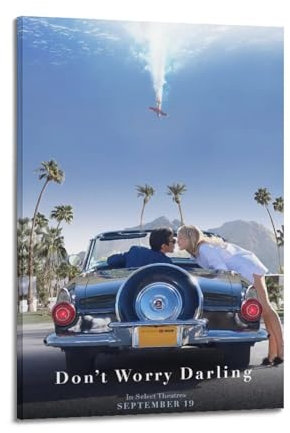 Krem Poster Don't Worry Darling, Wandkunst, Leinwand, Geschenk für Freunde, Schlafzimmer, Wohnzimmer, Dekoration, modern, ästhetisch, 30 x 45 cm, Rahmenstil