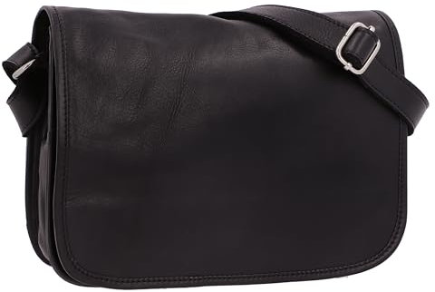 Gusti Leder Umhängetasche – Taylor 9.6'' Damen Handtasche in Schwarz aus Rindsleder, Vintage-Look, kleine Ledertasche mit Reißverschluss & verstellbarem Gurt