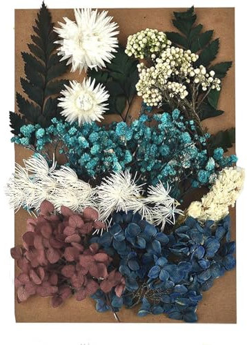 Tarocat Trockenblumen Set Natur, Trockenblumen zum Basteln, Natürliche Getrocknete Blumen, Blumen Natürliche Gemischte, Trockenblumen Set für Handgemachte Waren (Blau)