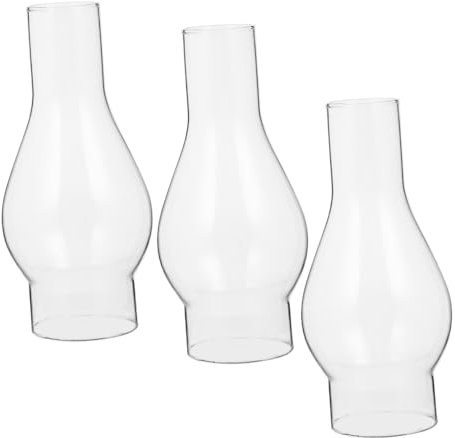 Veemoon 3stücke Ersatzglas Öl-lampen-schornstein Winddichter Glas-schirm ø Vintage Stil Für Petroleumlampe Notbeleuchtung Wohnzimmer Dekor