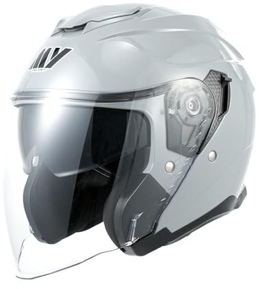 MY Jethelm Rollerhelm mit Sonnenblende,ECE22.06 Zertifizierter,Komfort-Innenfutter Komplett Herausnehmbar,Motorradhelm Mofa Vespa Helm für Herren und Damen,Modell MY-835 (Nardo Gray, M)
