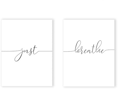 Zitat „Just Breathe“ – Drucke Yoga-Meditation Poster „Inhale Exhale Relax“ minimalistisch schwarz-weiß Wandkunst Gemälde Leinwandbilder Fitnessstudio Yoga Raumdekor kein Rahmen