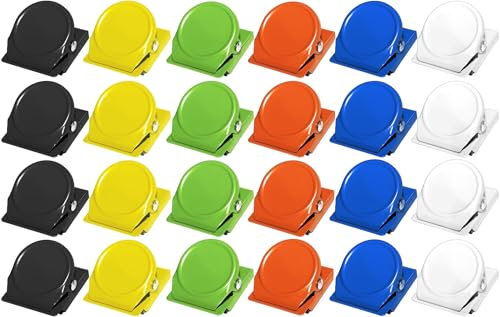 Clip Magnético para Nevera, 24 Piezas Magnéticos Fuertes para Nevera Clips Magnéticos Clips Magnéticos de Colores Tablón de Anuncios, Nevera, Fotos, Notas, Hogar, Oficina, Imanes (6 Color)