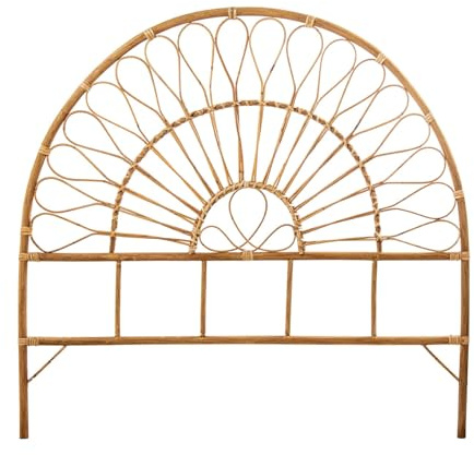 DRW Kopfteil aus Rattan, Natur, halbrund, für Betten bis 95 cm, 97 x 2,5 x 94 cm