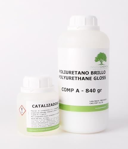 Barniz Poliuretano Brillo de 2 Componentes, Base Agua (Transparente, 1 Kg) Polyurethane Gloss Comp A + B