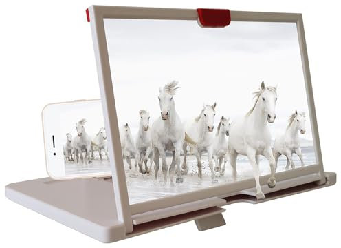 MOVKZACV Lente d'ingrandimento per schermo per cellulare, pieghevole, 30,5 cm, supporto 3D HD per cellulare, per film, video e giochi, per tutti gli smartphone (bianco)